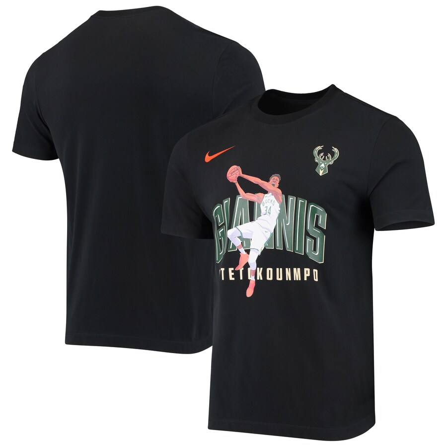 2020 NBA Men Giannis Antetokounmpo Milwaukee Bucks Nike Hero Performance TShirt  Black